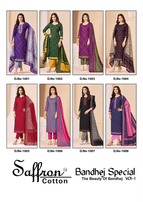 Saffron bandhej special dress material wholesale in hyderabad